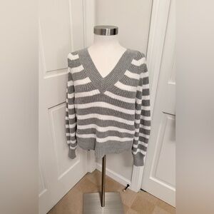 a new day Gray and White V-Neck Sweater
